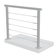 Aluminiumräcke med vajerdesign och överliggare