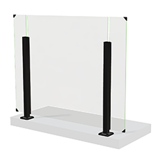 Glasvägg med svarta pelare