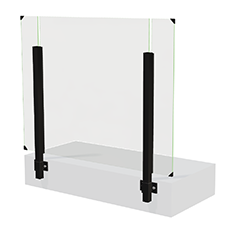 Glasräcke med svarta fästen