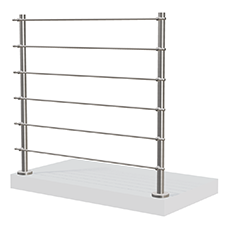 Räcke i rostfritt stål med horisontella stänger utan överliggare