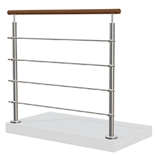 Räcke av rostfritt stål och trä