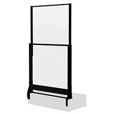 Svart höj och sänkbart glasräcke med svarta aluminiumprofiler