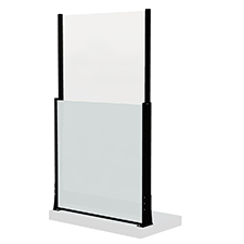 Transparent höj och sänkbart glasräcke med svarta aluminiumprofiler