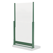 Grönt höj och sänkbart glasräcke med vit bas