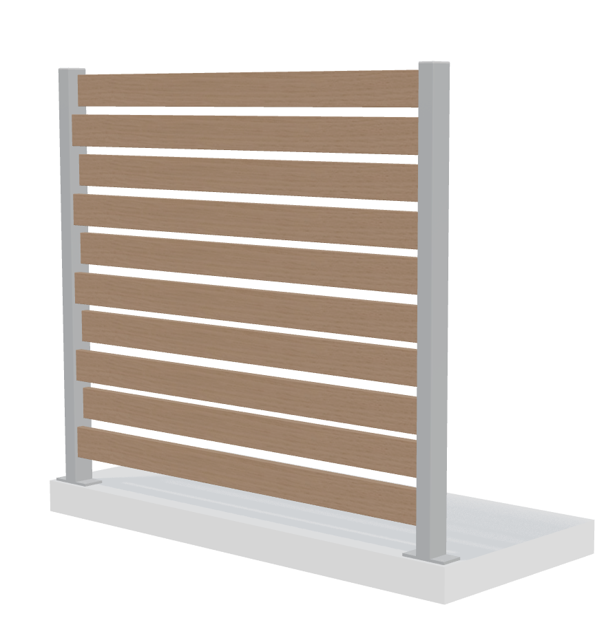 Verto vit hörnstolpe med grå fästen för spaljé i olika riktningar.