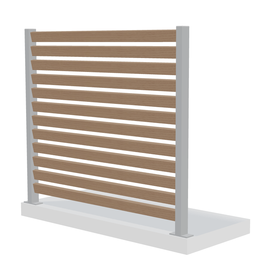 Verto vit mellanstolpe med L-fäste för ribba och insynsskydd.